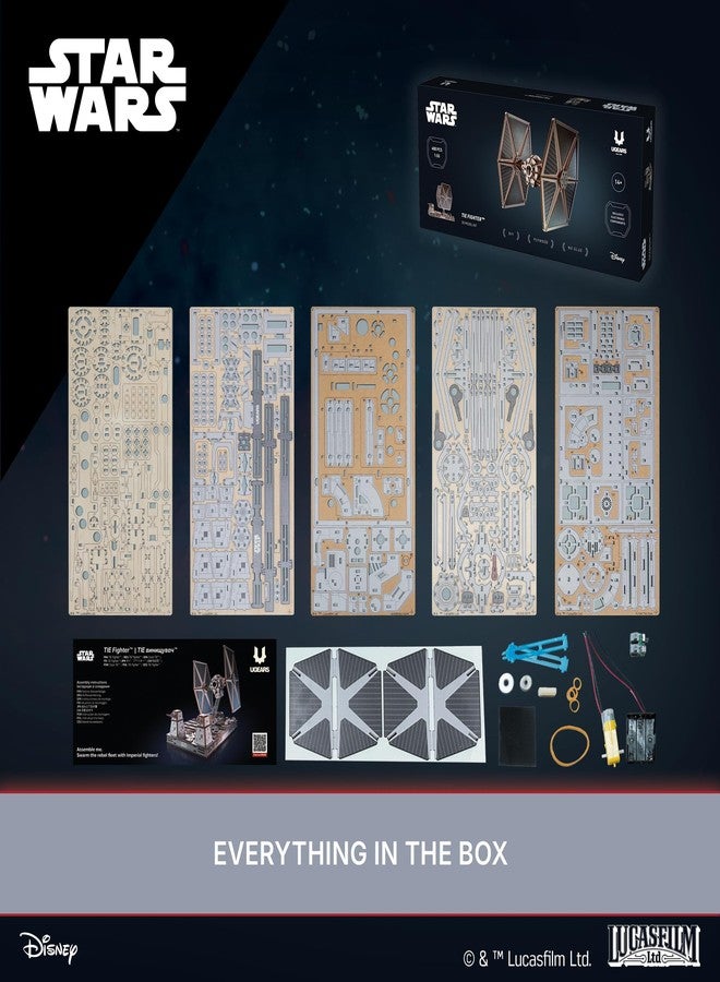 أوجيرز ألغاز خشبية ثلاثية الأبعاد من يو جيرز ستار وورز™ TIE Fighter™ للكبار - نماذج خشبية ميكانيكية للكبار للبناء، مجموعة نماذج ستار وورز، مجموعات بناء ألغاز خشبية ثلاثية الأبعاد، لعبة ألغاز ذهنية. - Image 5